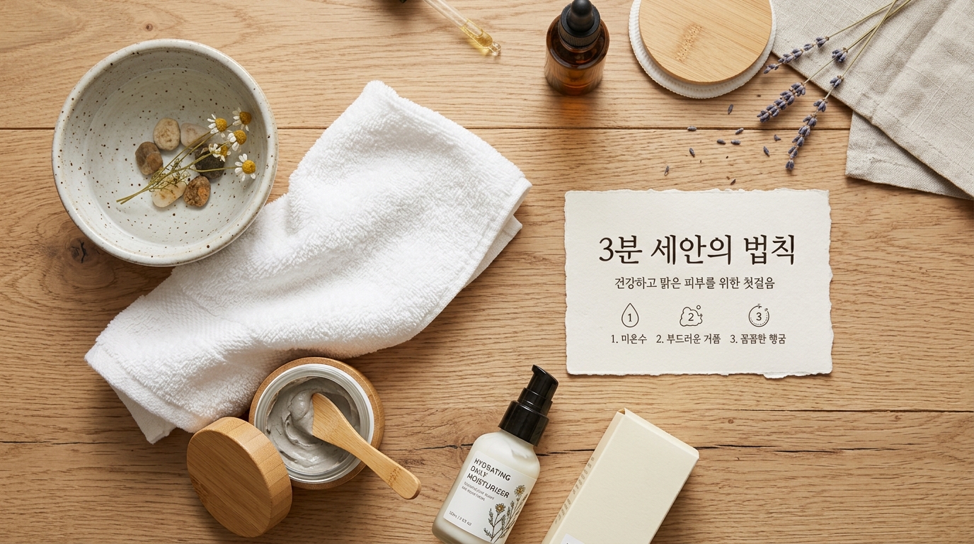 저자극 각질 관리와 세안 도구 모음