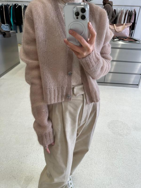 아크네스튜디오 모헤어 울 시스루 가디건 페블베이지 KNIT000382