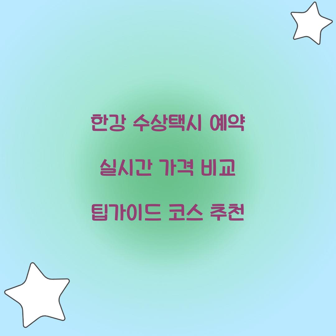 한강 수상택시 예약