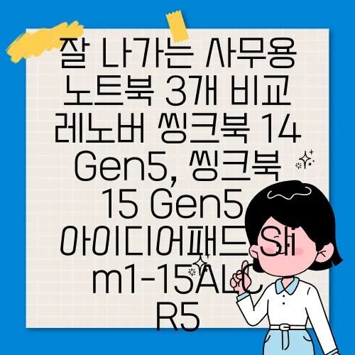 잘 나가는 사무용 노트북 3개 비교 레노버 씽크북 14 Gen5, 씽크북 15 Gen5, 아이디어패드 Slim1-15ALC R5