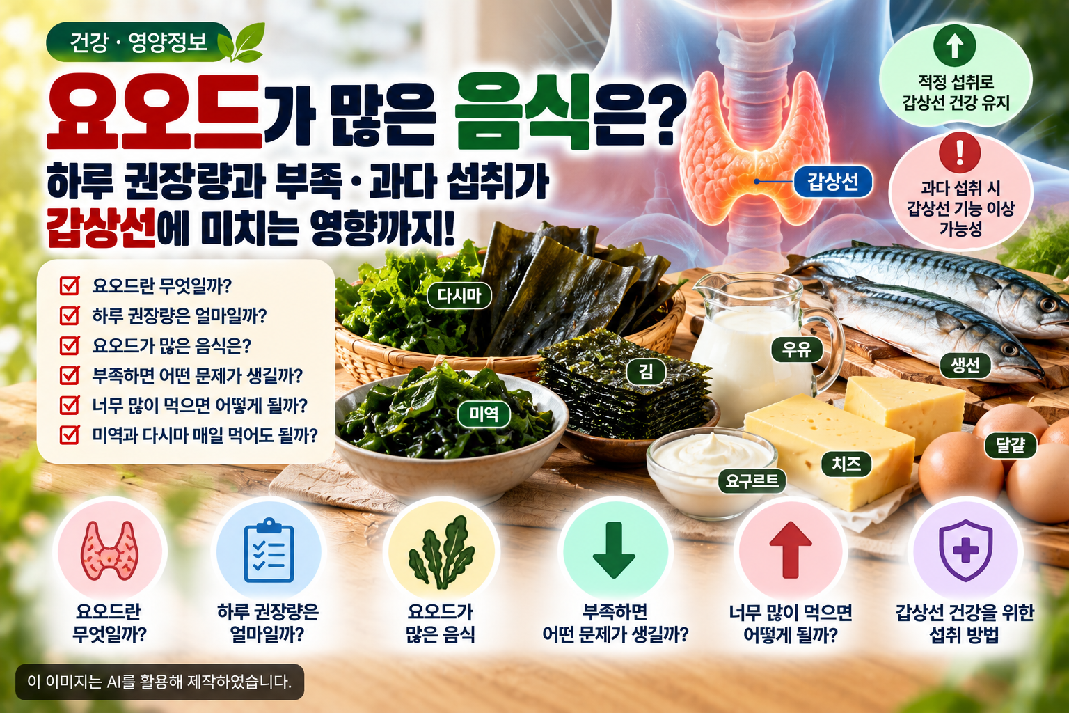 요오드가 많은 음식과 하루 권장량, 요오드 부족·과다 섭취가 갑상선 건강에 미치는 영향