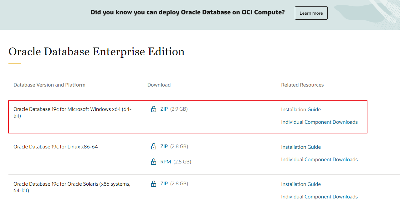 오라클 19c 다운로드