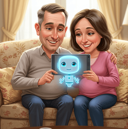 기술의 도움으로 화목해진 중년 부부