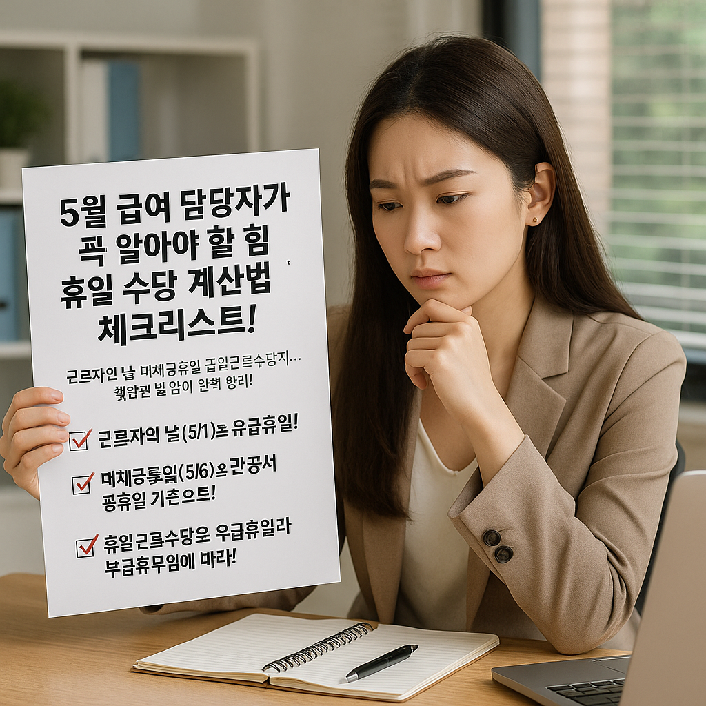 5월 급여 담당자가 꼭 알아야 할 휴일 수당 계산법 체크리스트!