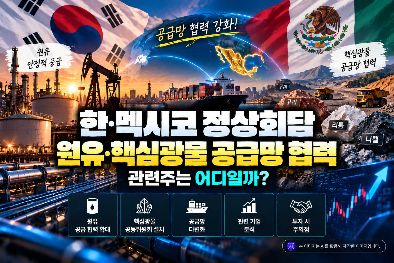 한·멕시코 정상회담 원유·핵심광물 공급망 협력과 국내 관련주