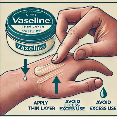 올바른 바세린 도포 방법을 설명하는 교육용 이미지
