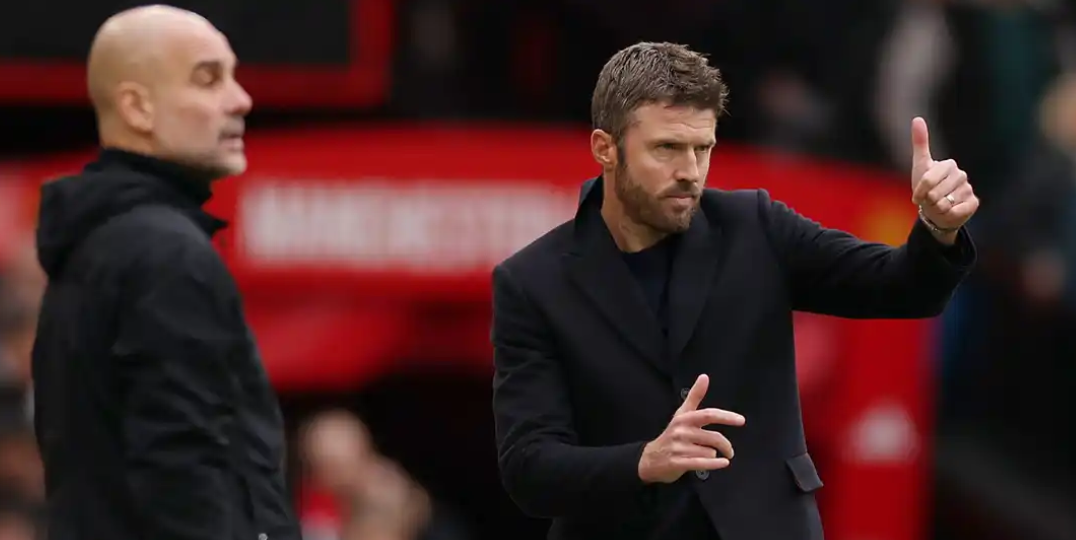 마이클 캐릭(우측)과 펩 과르디올라 감독