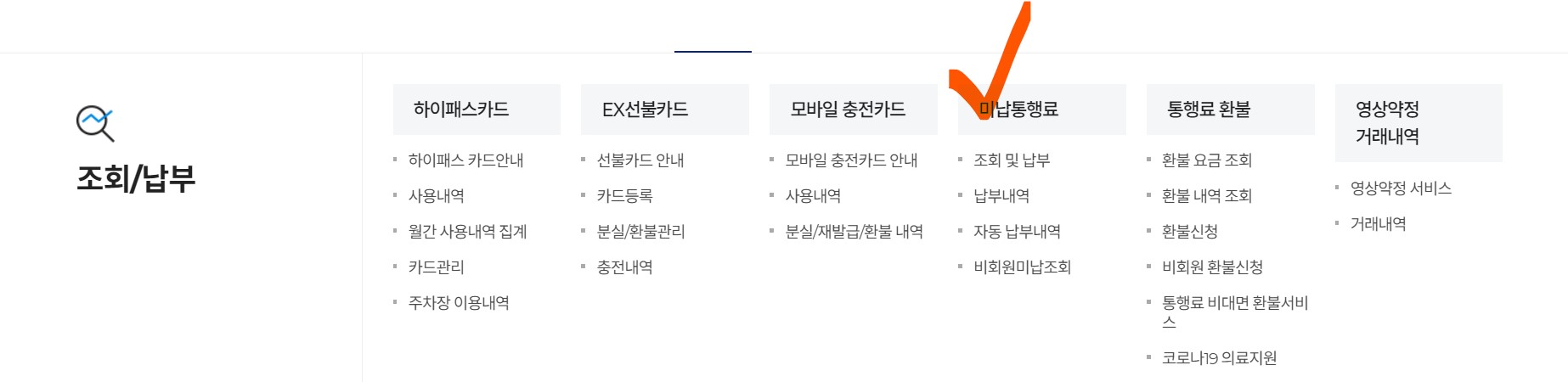 고속도로 통행료 미납조회방법