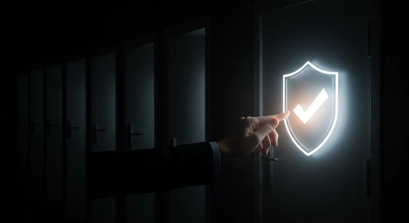 수많은 업체 중 공식 인증된 안전한 채무통합 상담센터를 선택하는 모습