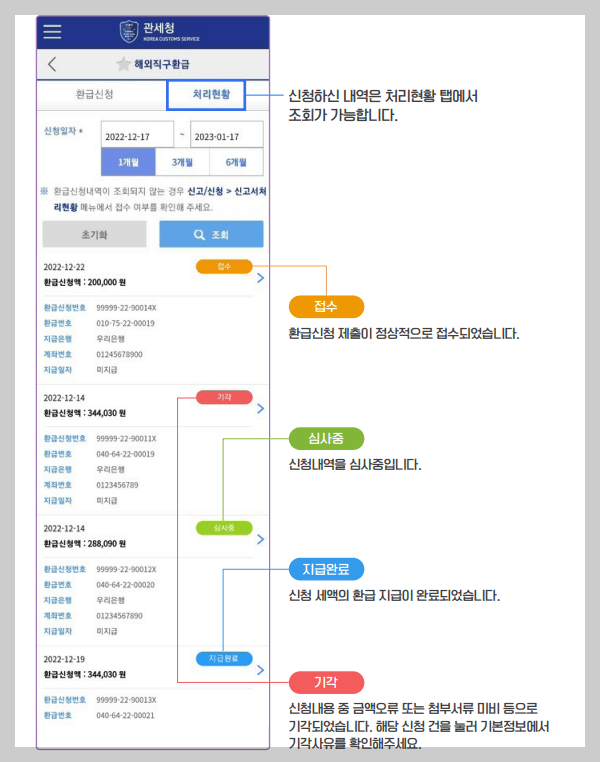 모바일 관세 환급신청 방법