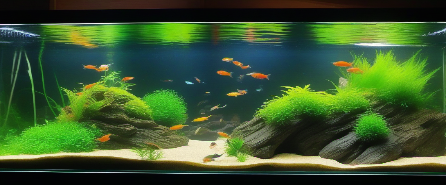 SDXL - a photo of large fish tank, japanese style