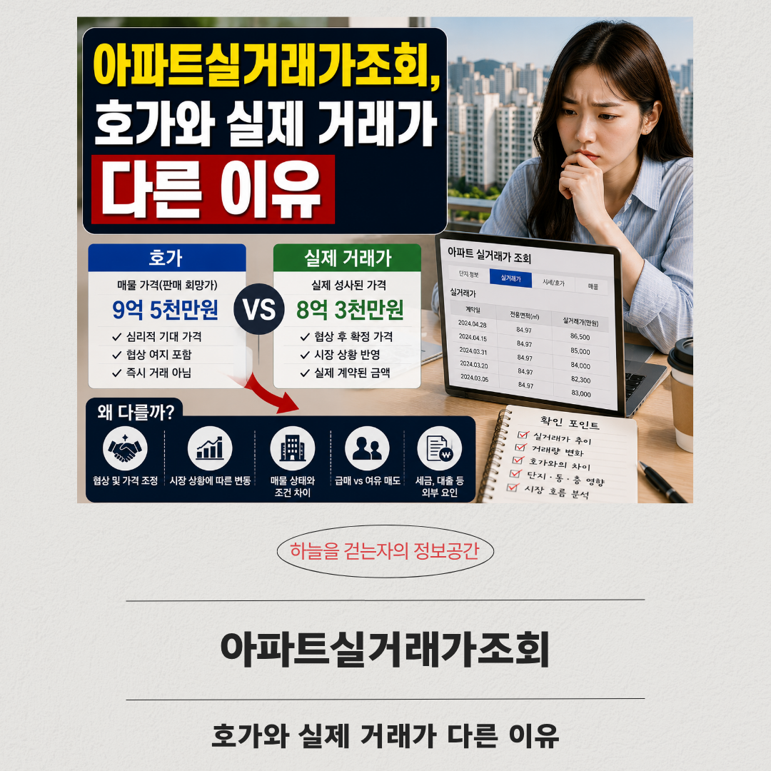 아파트실거래가조회, 호가와 실제 거래가 다른 이유