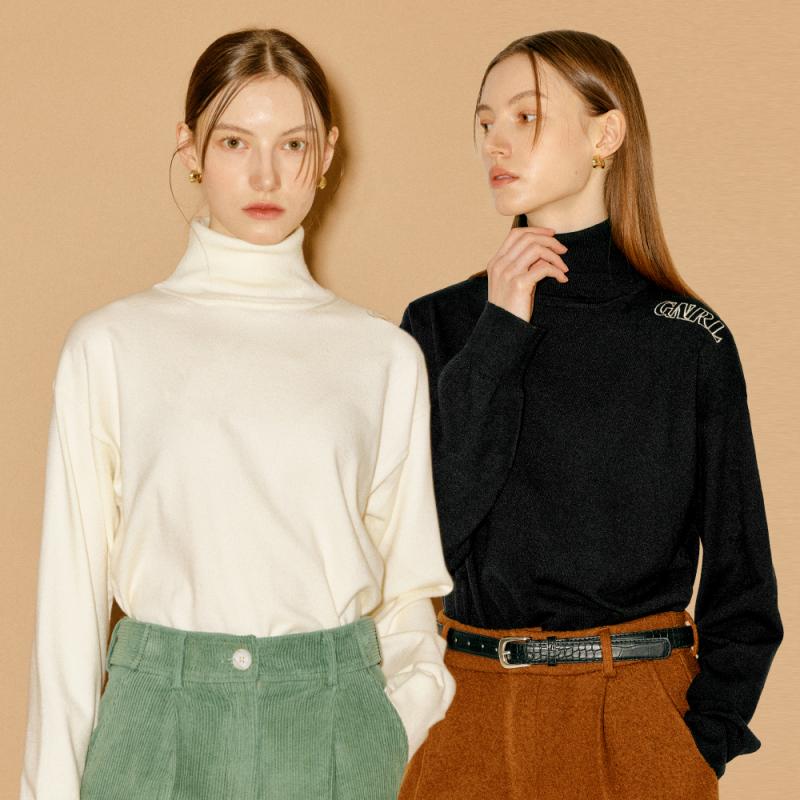 제너럴아이디어 숄더 로고 터틀넥 니트 3COL S22F06115