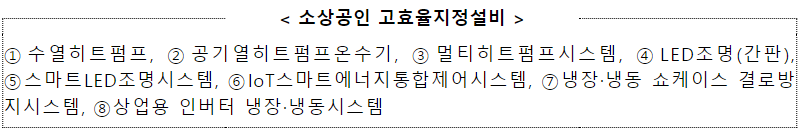 소상공인 고효율지정설비