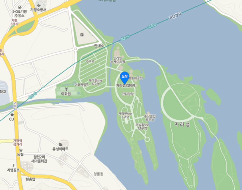자라섬 오토캠핑장 지도