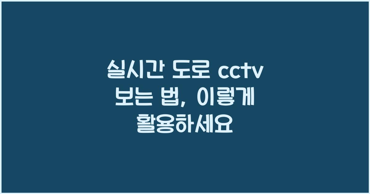 실시간 도로 cctv 보는 법