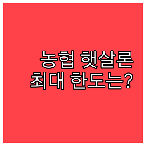 2026 농협은행 햇살론 일반 신청 ..