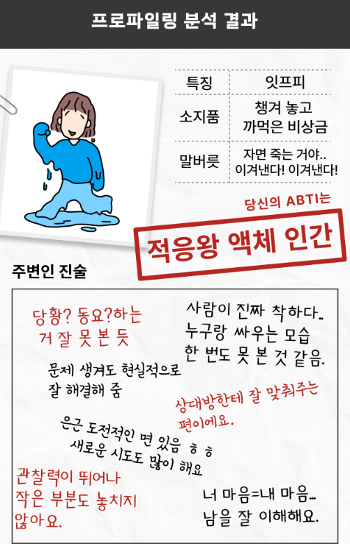 알바심리테스트 분석 결과