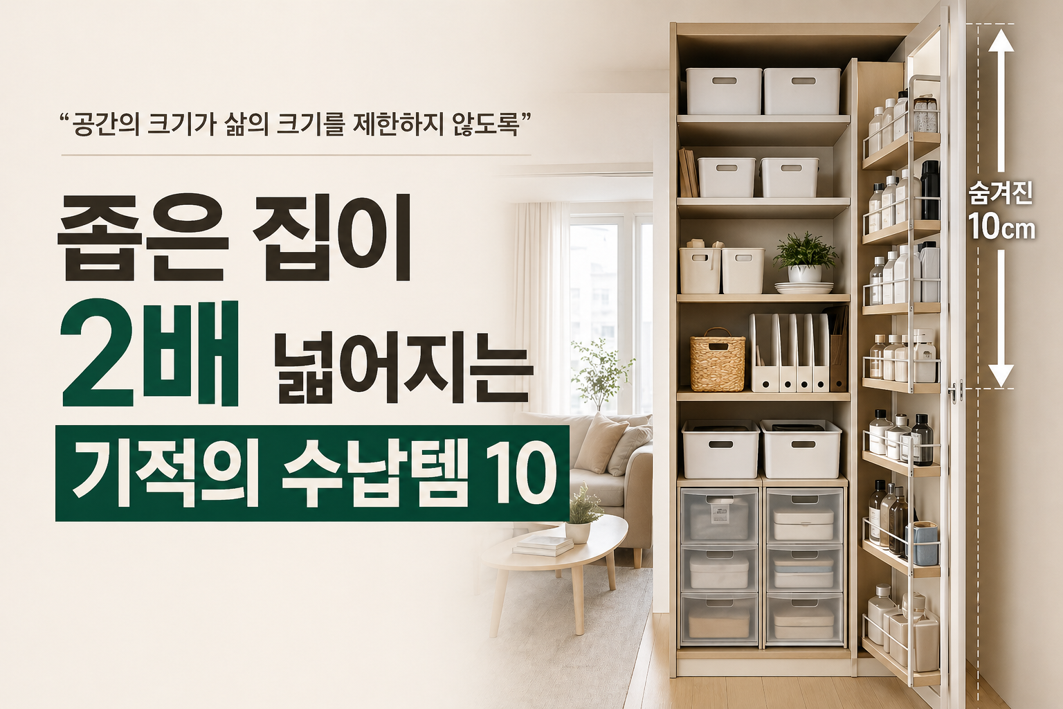 좁은 집 2배로 넓어지는 기적의 수납템 10의 대표 이미지