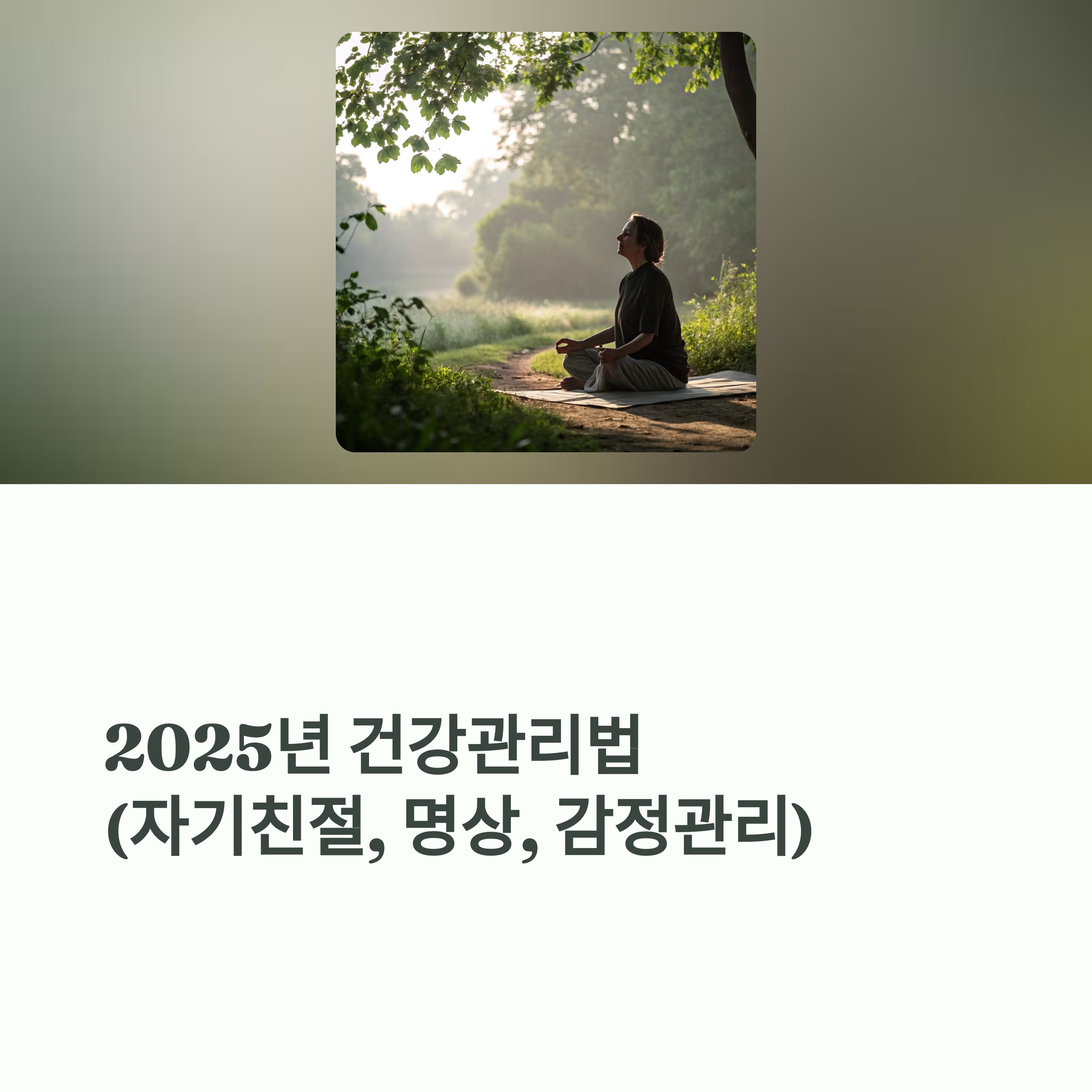 2025년 건강관리법 (자기친절, 명상, 감정관리)