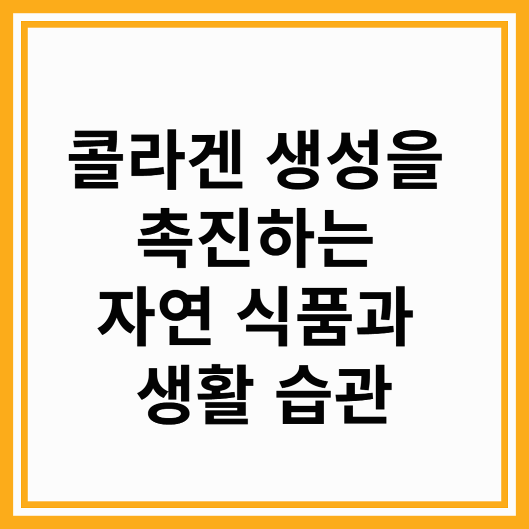 콜라겐 생성을 촉진하는 자연 식품과 생활 습관