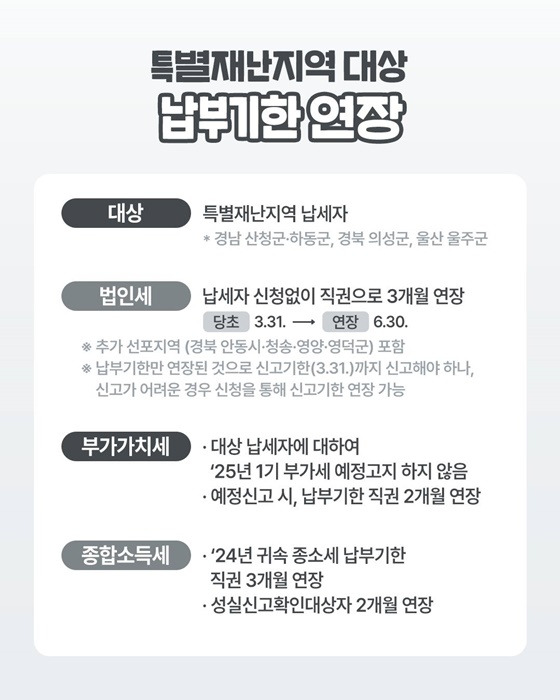 산불피해 납세자 세정지원 신청방법 및 지원내용