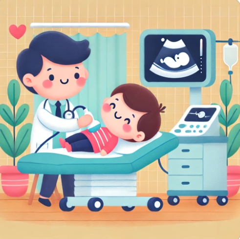 건강검진 초음파 검사하는 모습을 표현한 이미지