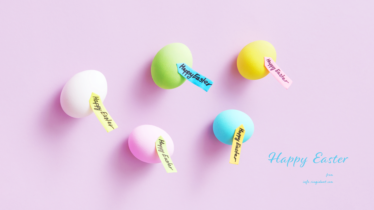 02 파스텔톤 계란과 부활절 라벨 C - Happy Easter 부활절계란배경화면