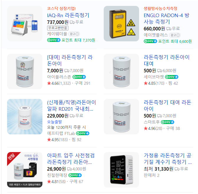 라돈측정기-가격