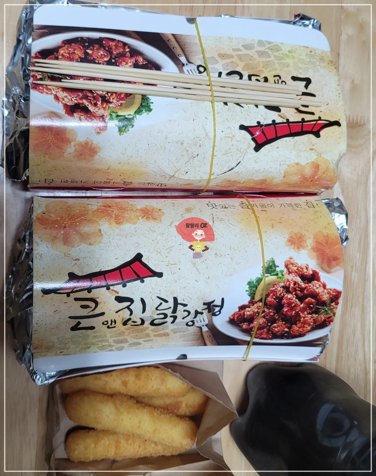 경기-구리시-큰집닭강정-인창점-치킨반반-치즈스틱-코카콜라-배달-포장상태