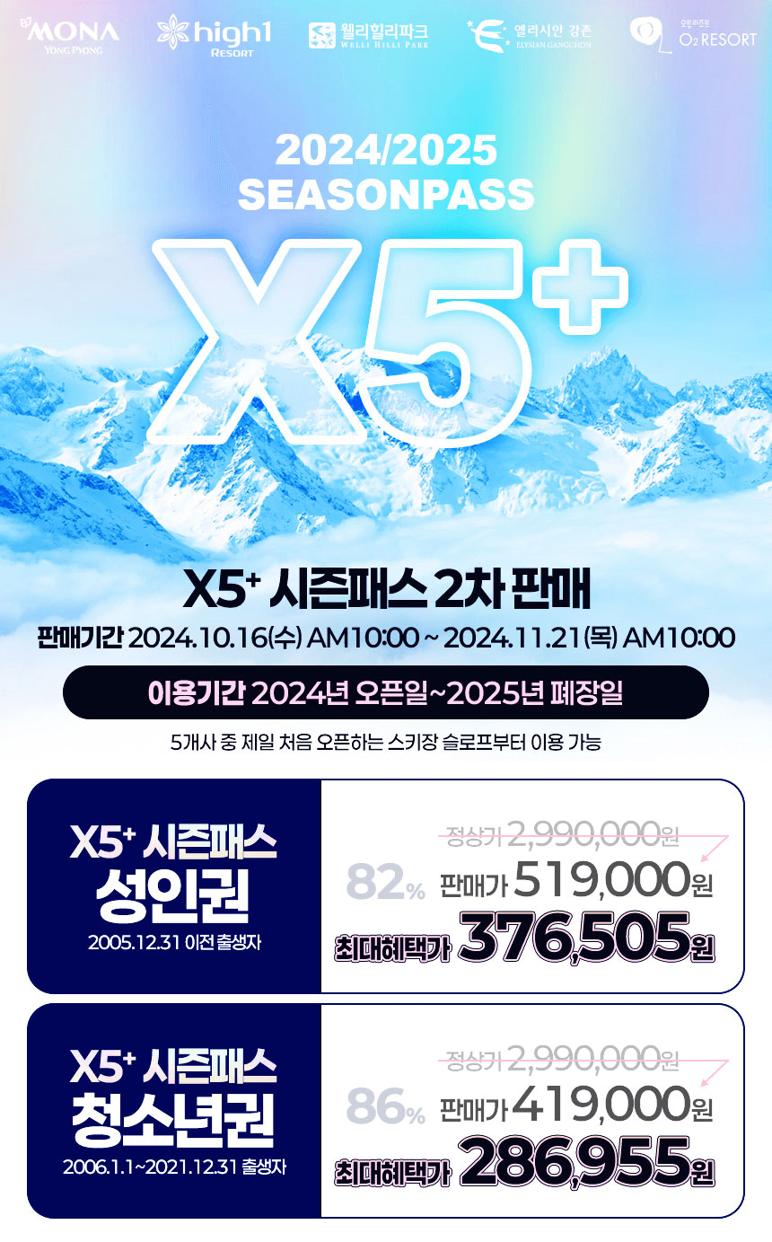 하이원리조트 x5+ 시즌권 안내
