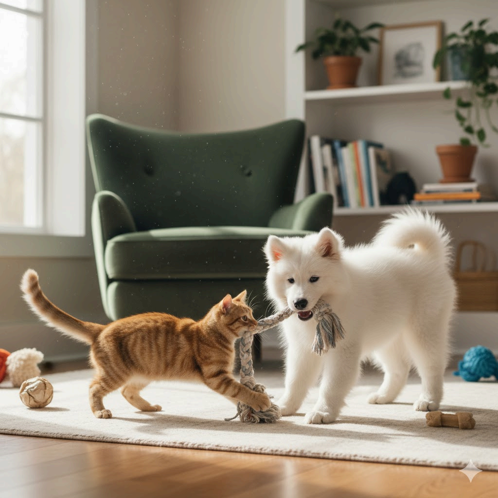 강아지와 고양이의 다툼 예방 및 행동 교정법