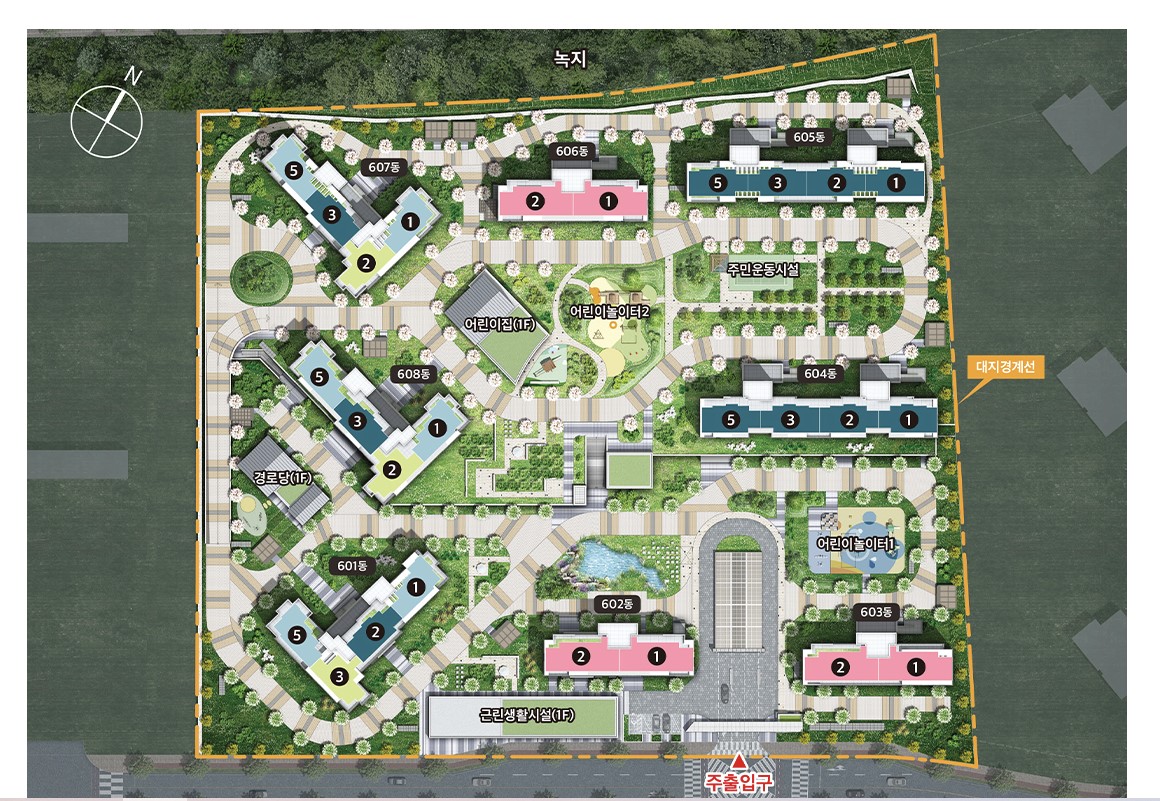 파주운정신도시제일풍경채3차그랑포레단지배치도