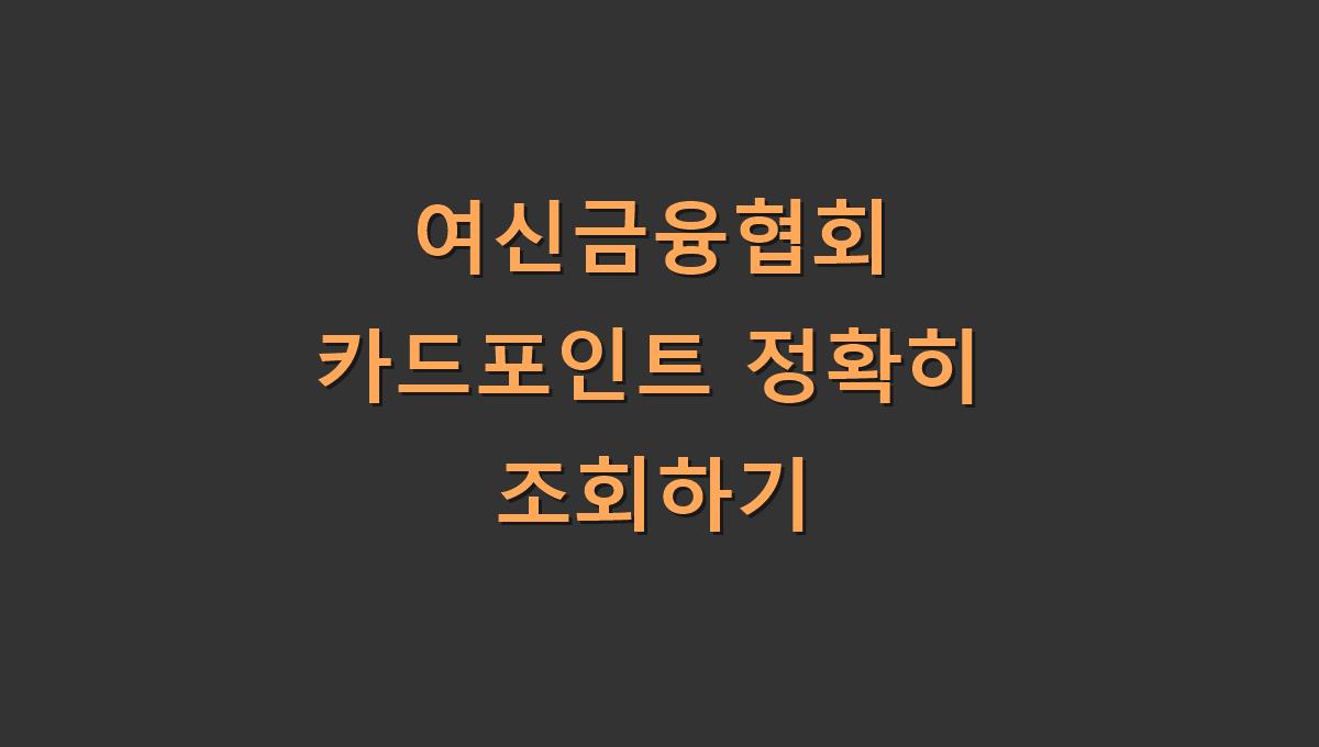 여신금융협회 카드포인트 정확히 조회하기