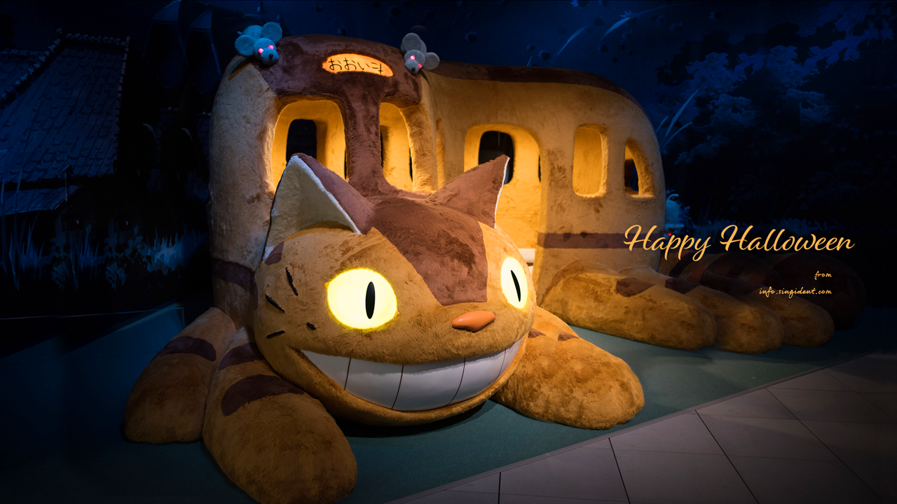 12 고양이 버스 C - Happy Halloween 어두운배경화면