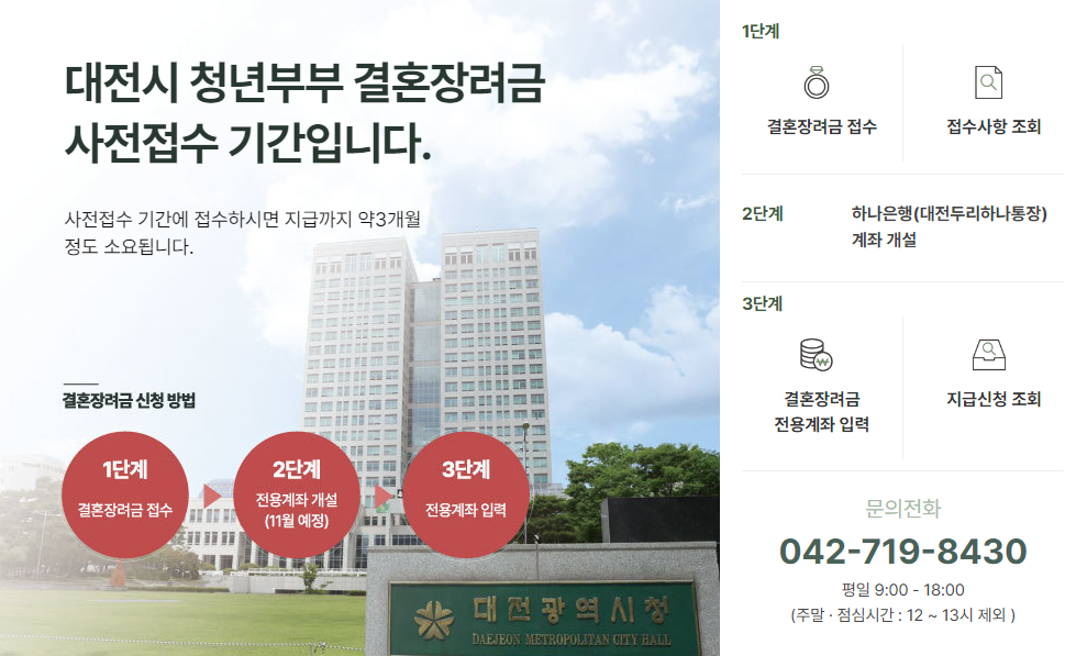 대전시 청년부부 결혼장려금 지원사업