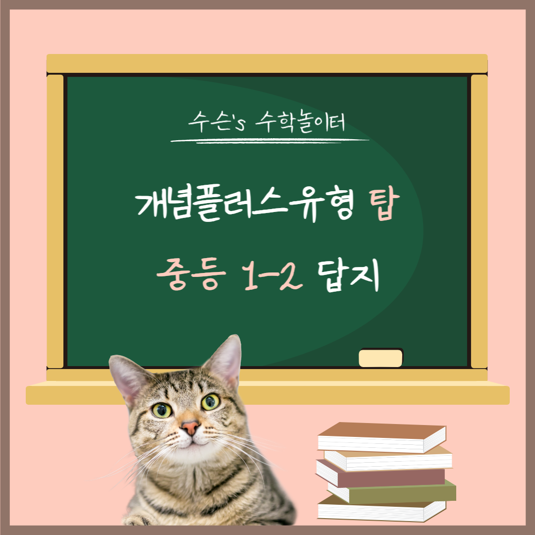 중등수학 1-2 개념플러스유형 탑 Top 답지, 정오표 대표사진