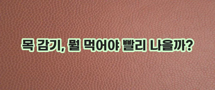 목감기 빠른 완화를 위한 음식 9가지