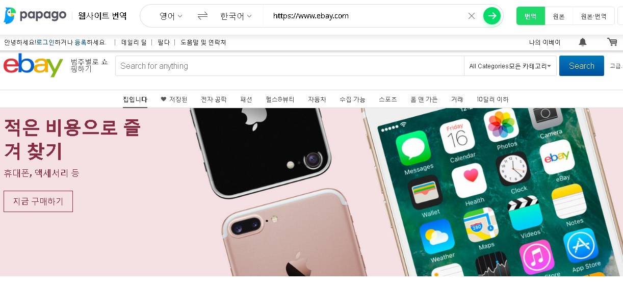 파파고-웹사이트-번역-결과