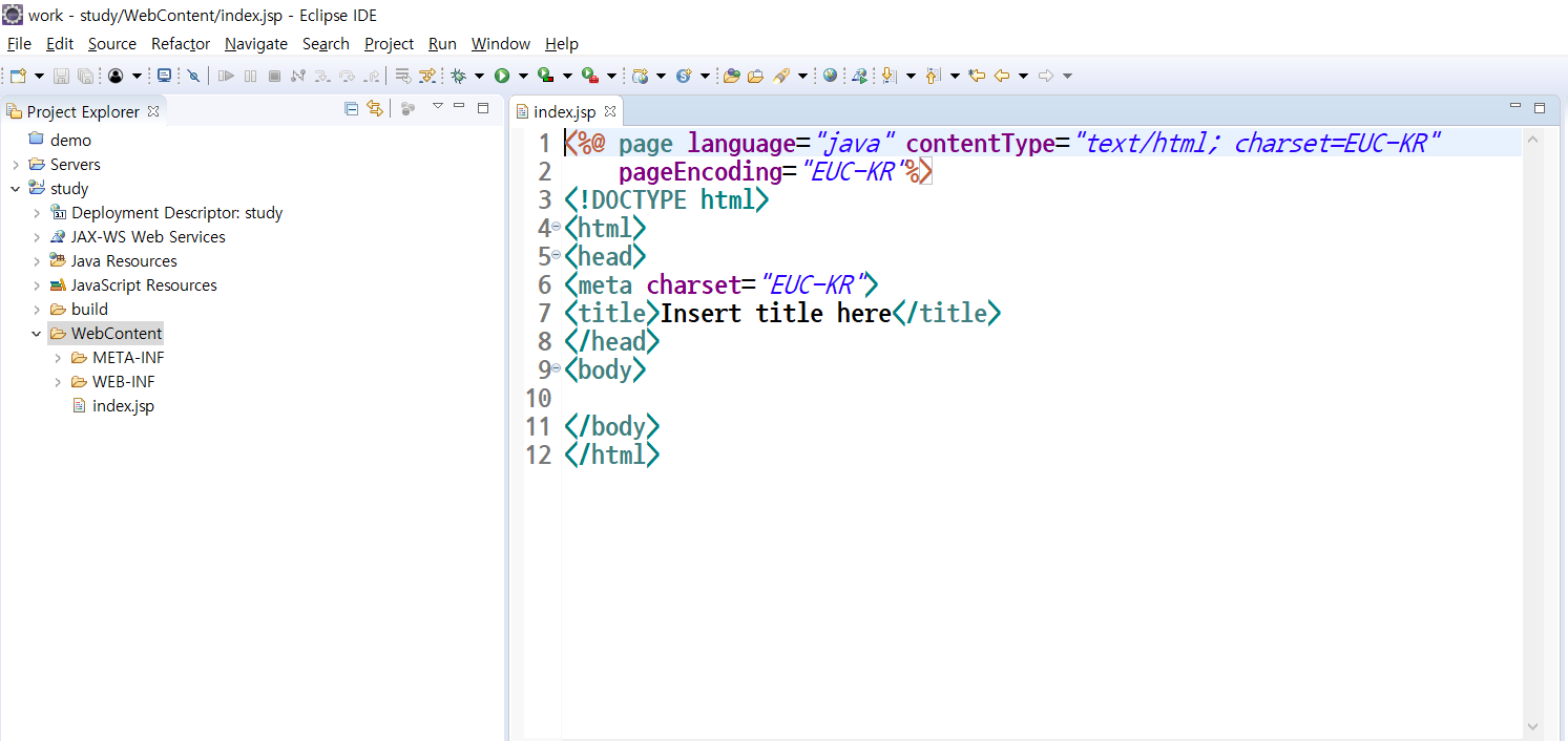 2. JSP(웹프로젝트) 생성 및 인코딩 설정 변경 끝