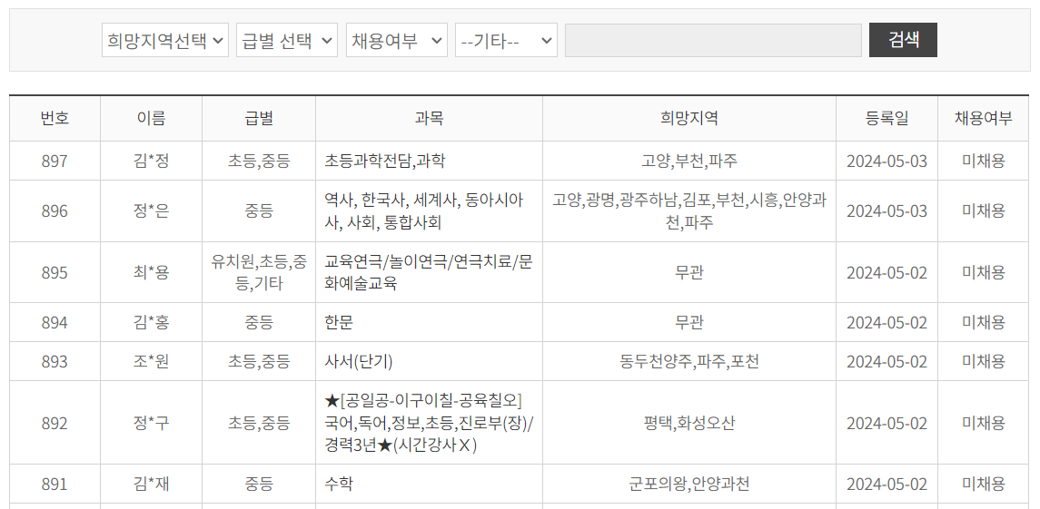구인구직 게시판-구직 게시판