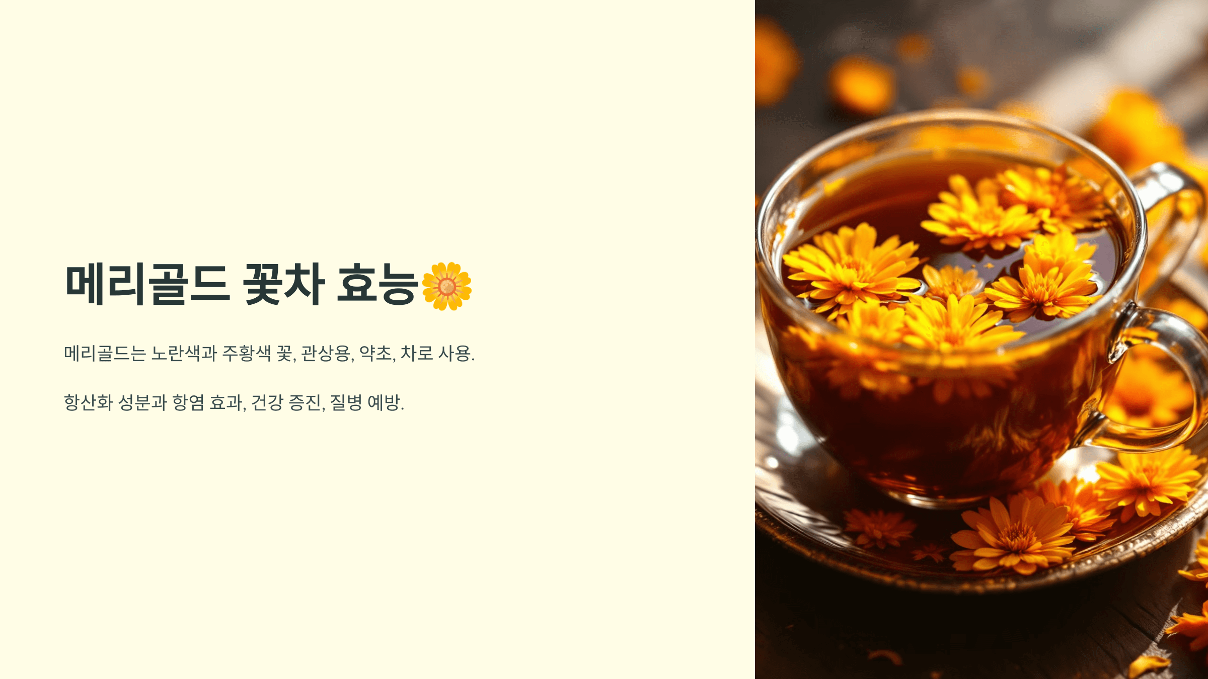 메리골드 꽃차 사진입니다.