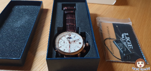 TEMU LIGE 남성 시계 가죽 캐주얼 쿼츠 시계