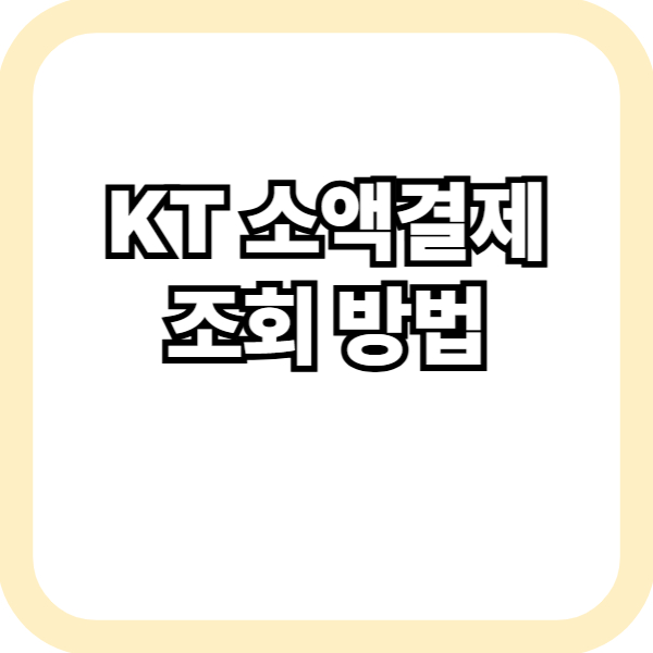 KT 소액결제 조회 방법