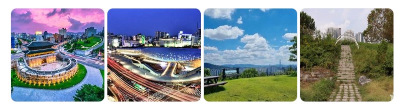 서울 동대문구의 명소인 동대문, DDP, 배봉산근린공원 등 야경과 자연 풍경을 담은 사진