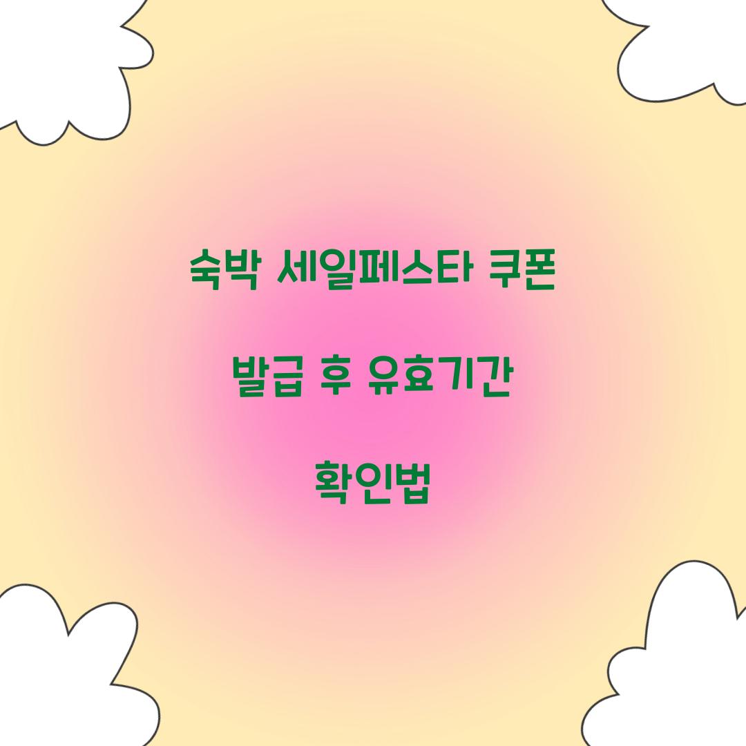 숙박 세일페스타 쿠폰 발급 후 유효기간 확인법