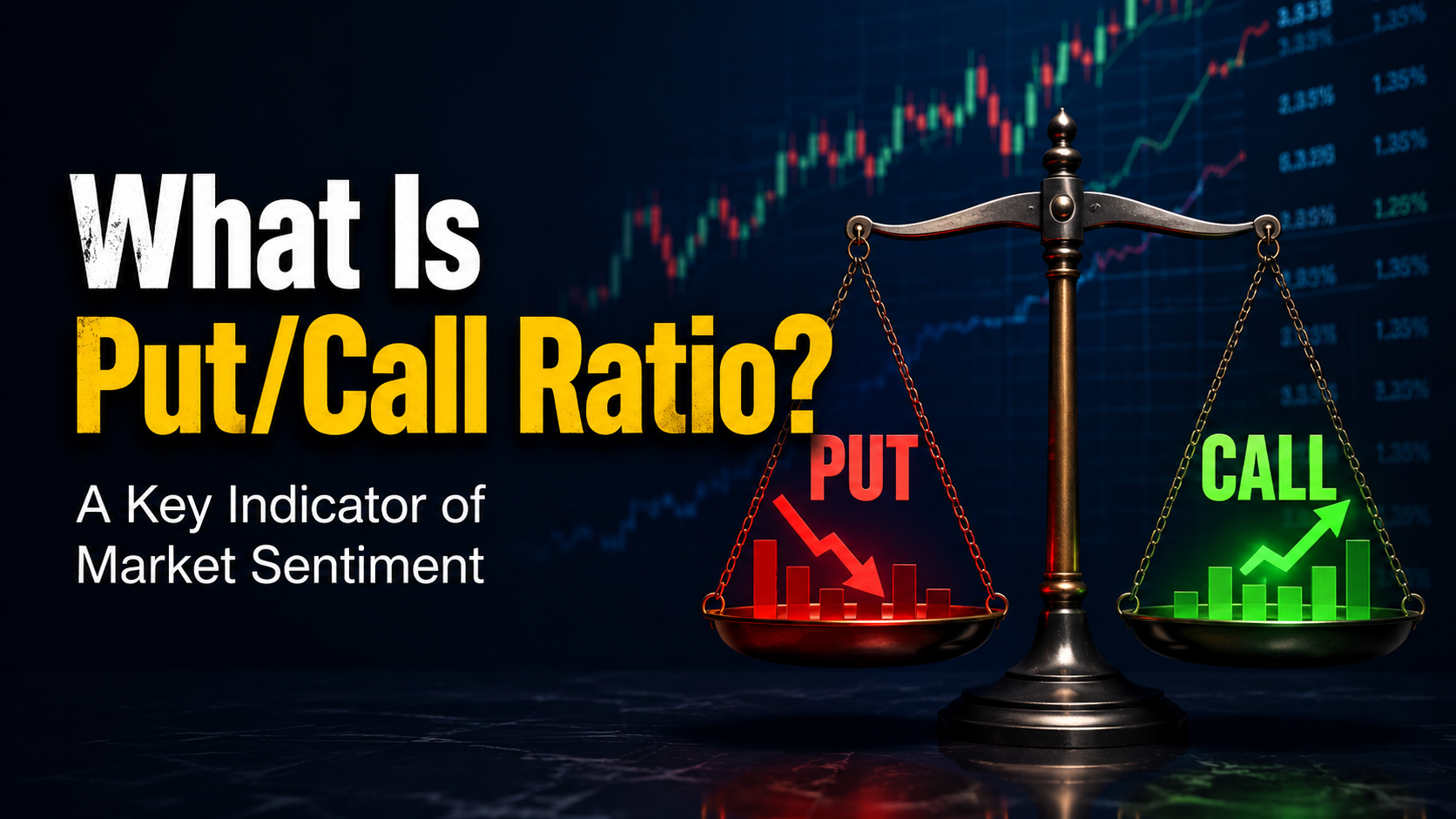 Put/Call Ratio illustration showing investor sentiment through put and call options in the financial markets.