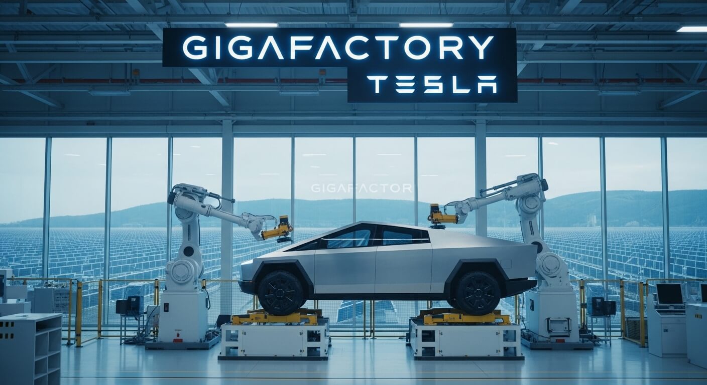 자동생산라인의 테슬라 gigafactory