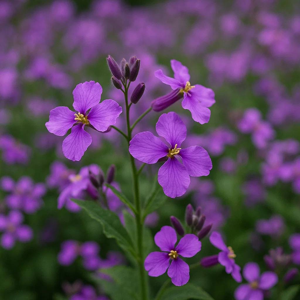 보라색 유채꽃 근접샷