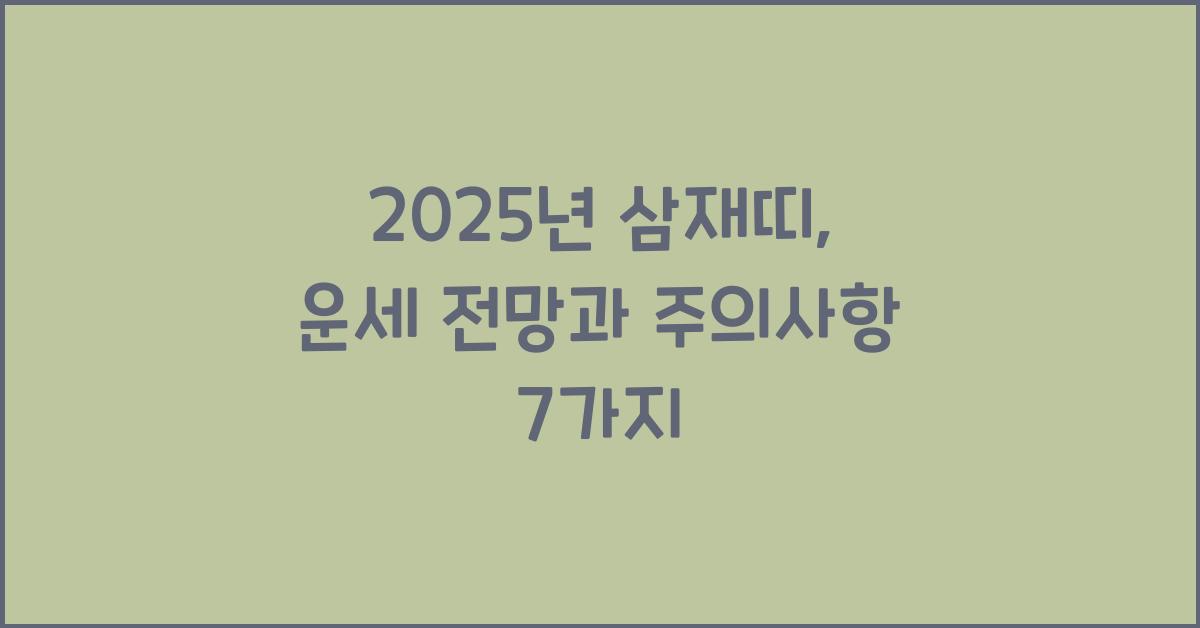 2025년 삼재띠